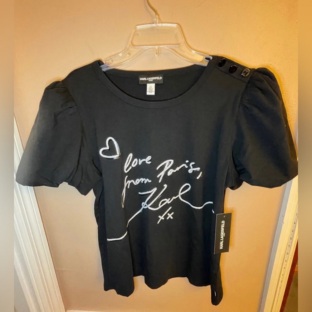 Karl Lagerfeld Black 'Love from Paris' Tee NWT
